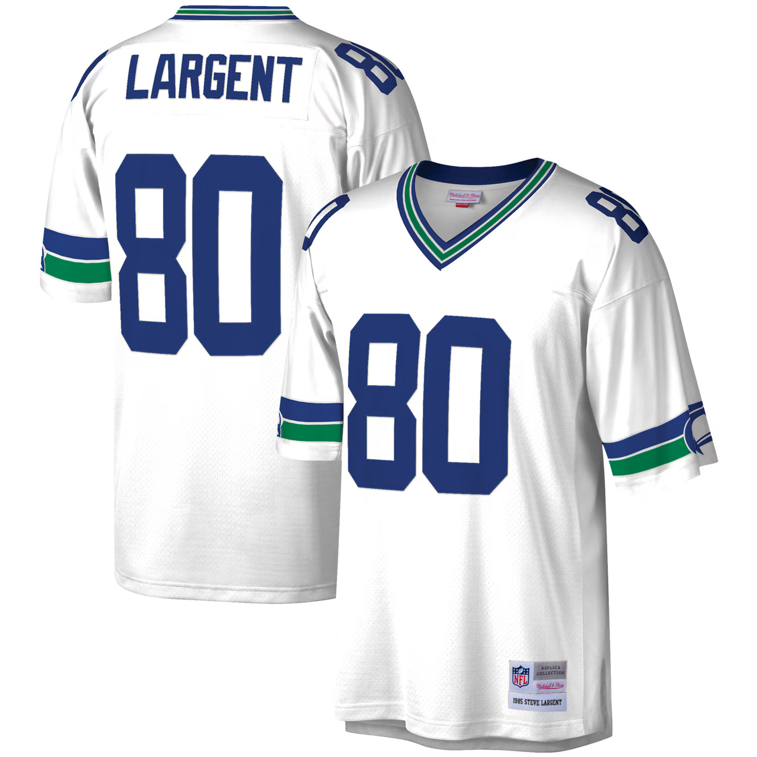 Seattle Seahawks 1985 Steve Largent #80 Mitchell and Ness White Jersey