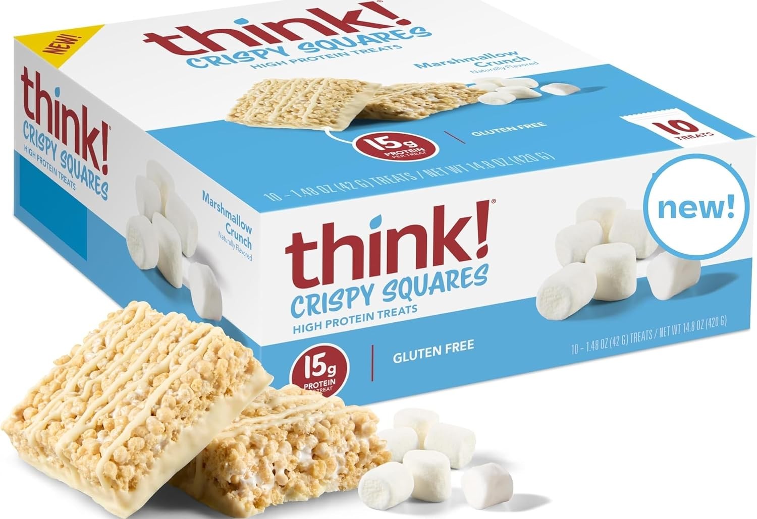 Think Protein Crispy Squares MarshmallowTreat 1.48oz 10ct