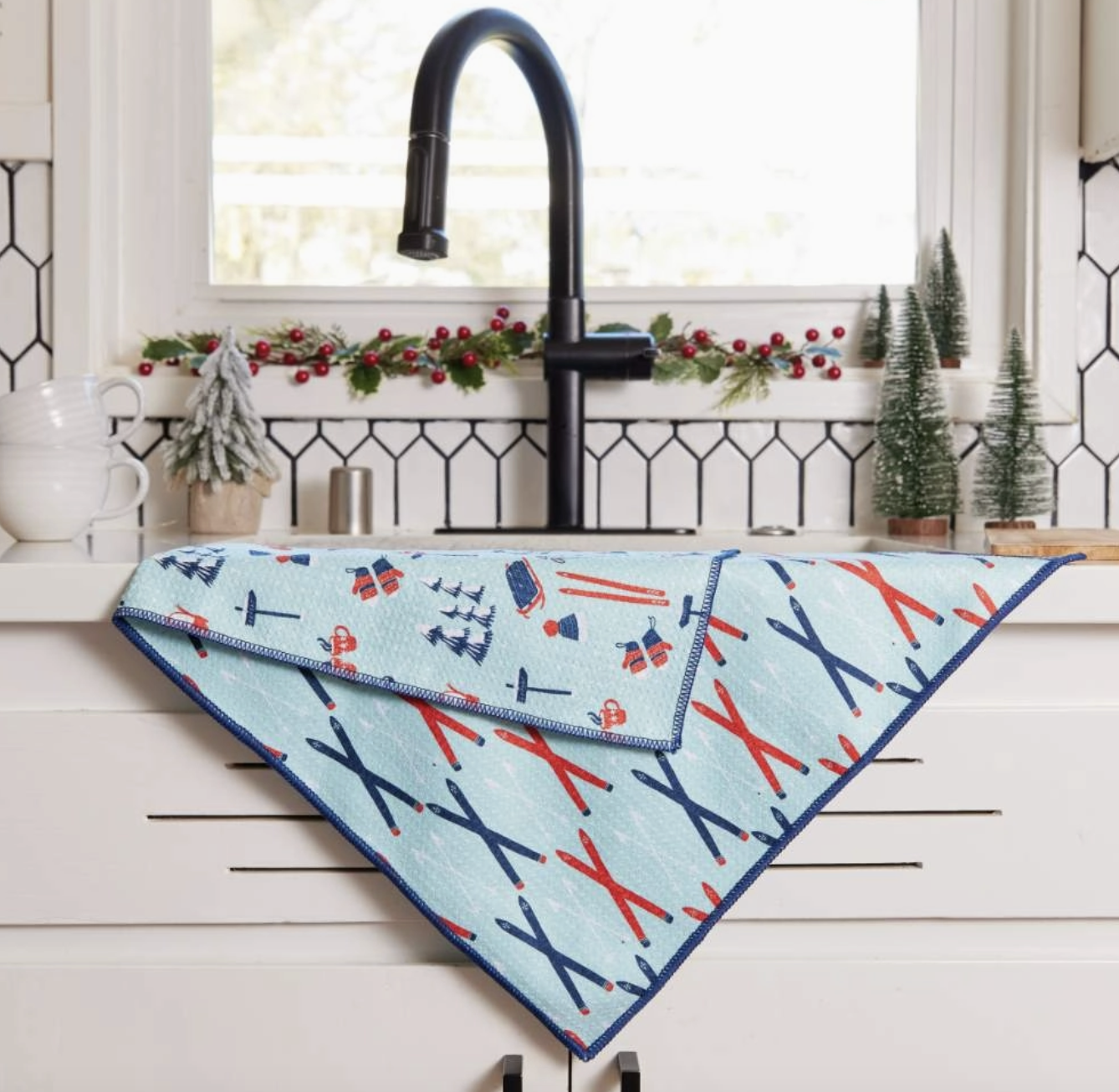 Ski Vacation Kitchen Tea Towel