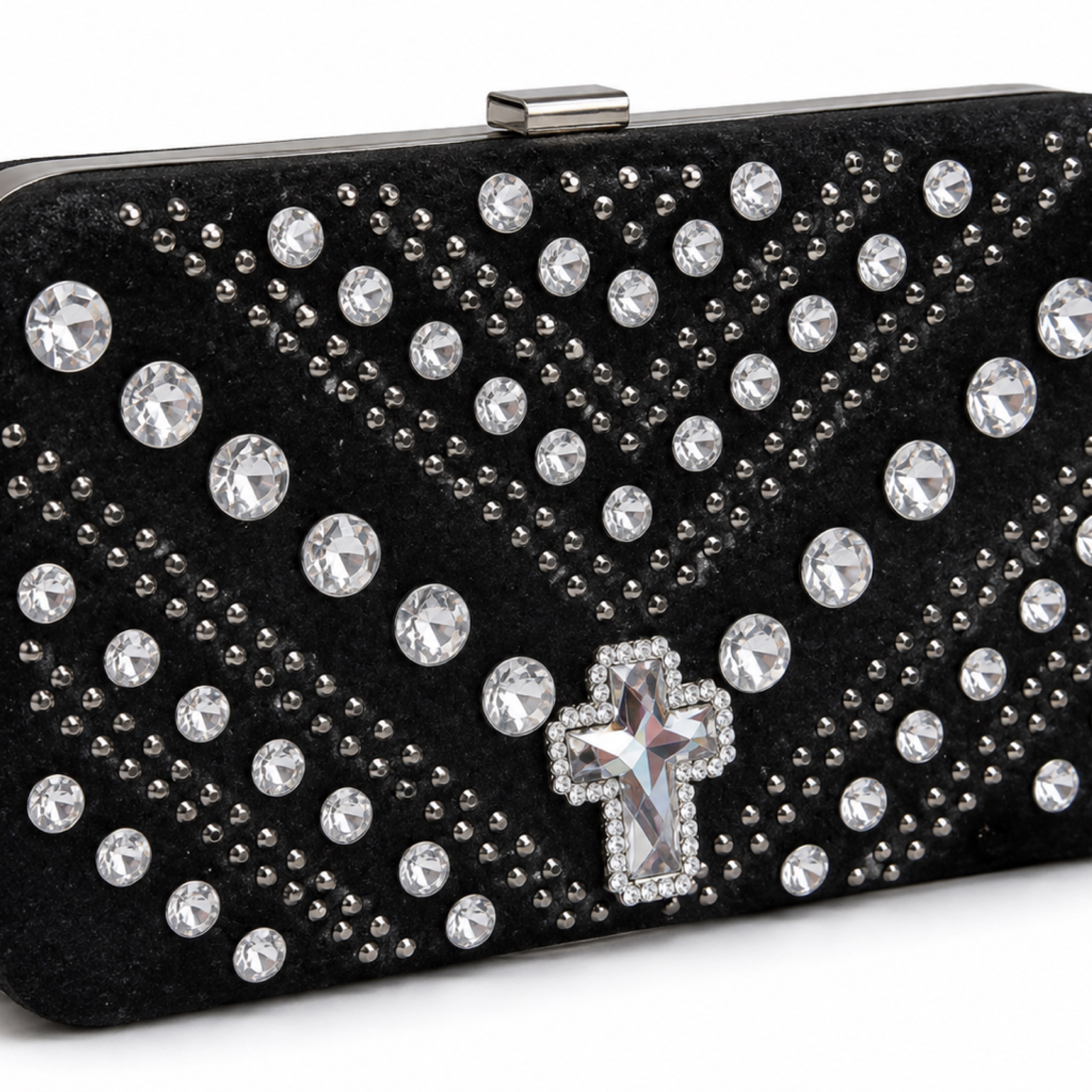 Rhinestone Cross Evening Clutch Wallet