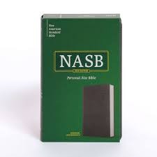 NASB Large Print Personal Size Reference Bible, Charcoal Leathertouch - by Holman Bible Publishers (Leather Bound)