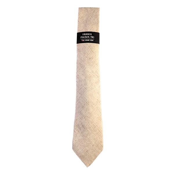 Cream Textured Solid Hidden Pocket Tie