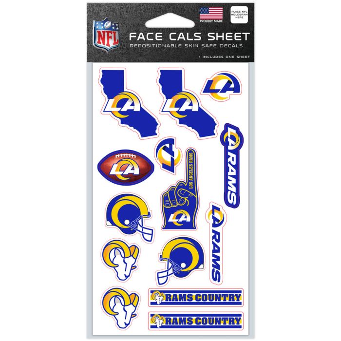 Los Angeles Rams Face Cals Sheet