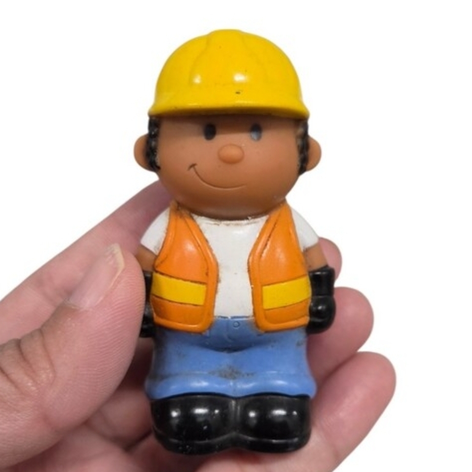 Vintage 2003 Fisher Price Little People Yellow Hard Hat Construction Worker Toy
