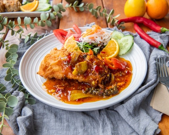 Crispy Salmon in Sweet Chilli