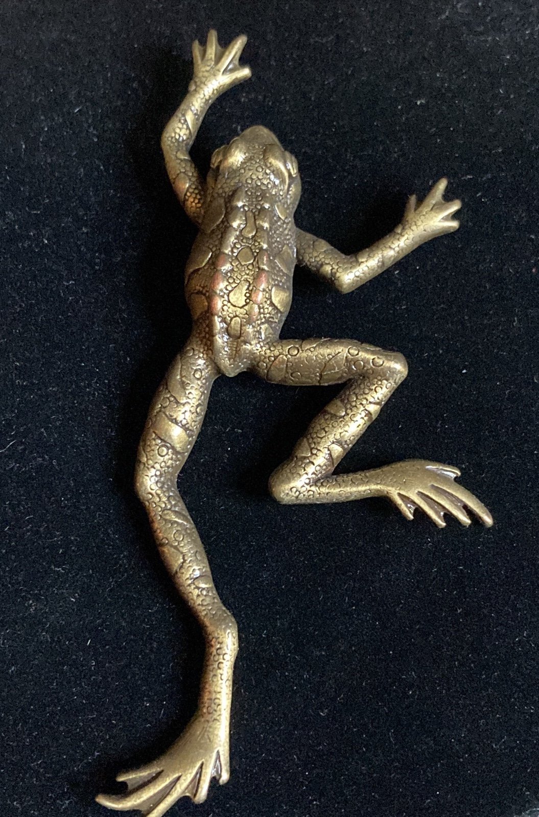 Large Vintage JJ Jonette Brass Pewter Frog Brooch