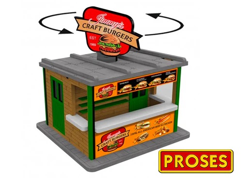 Jimmy's Burger Stand W/ Motorized Rotating Banner 39122