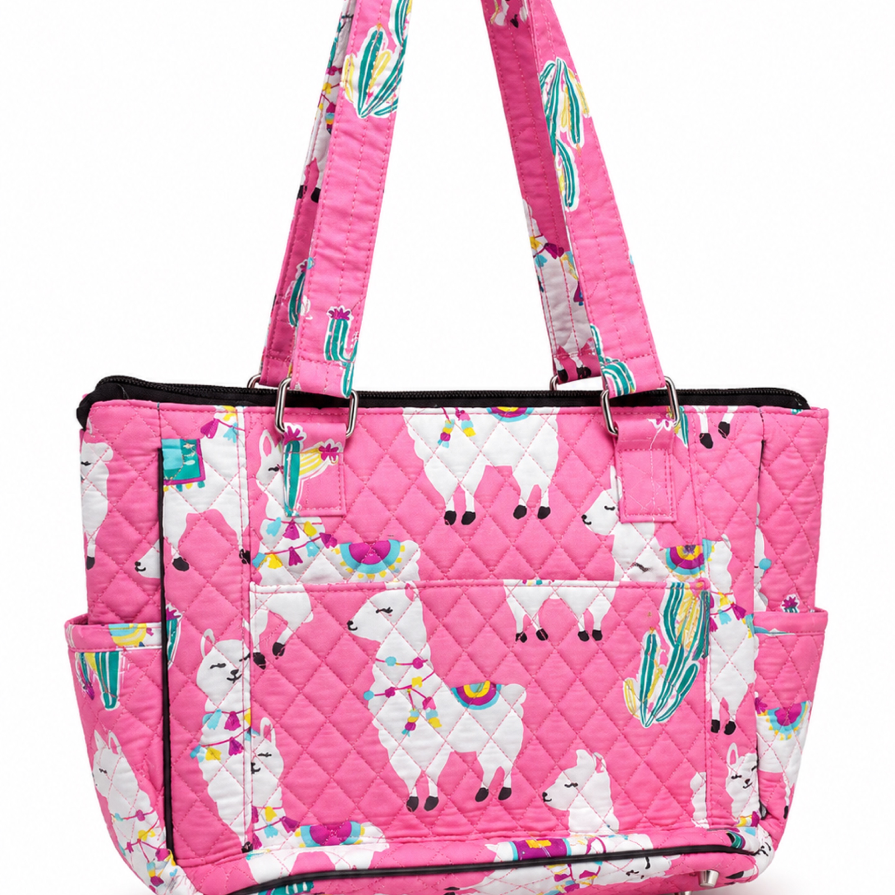Pink Llama Quilted Tote Bag