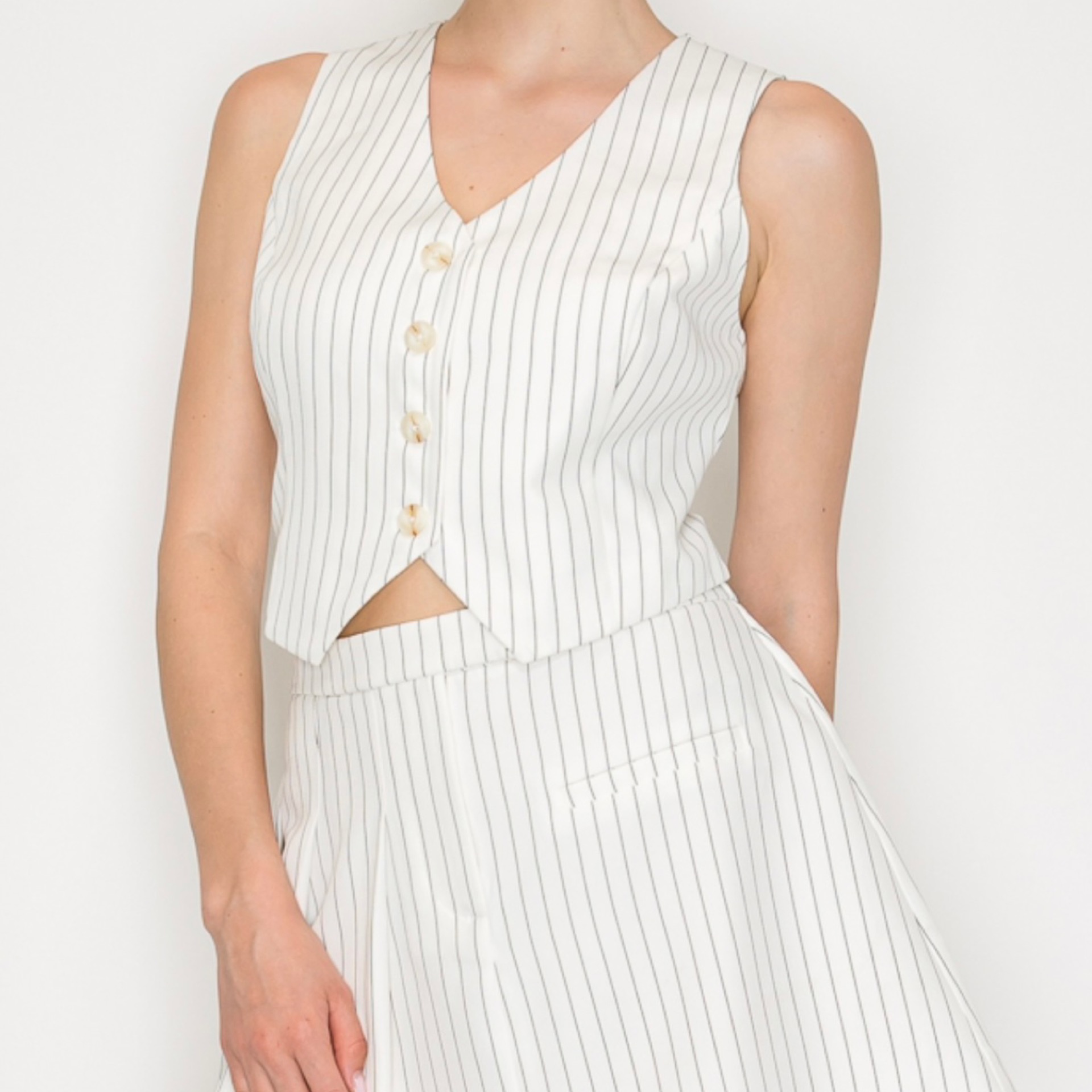 Pinstripe 2 Piece Skirt And Top Set