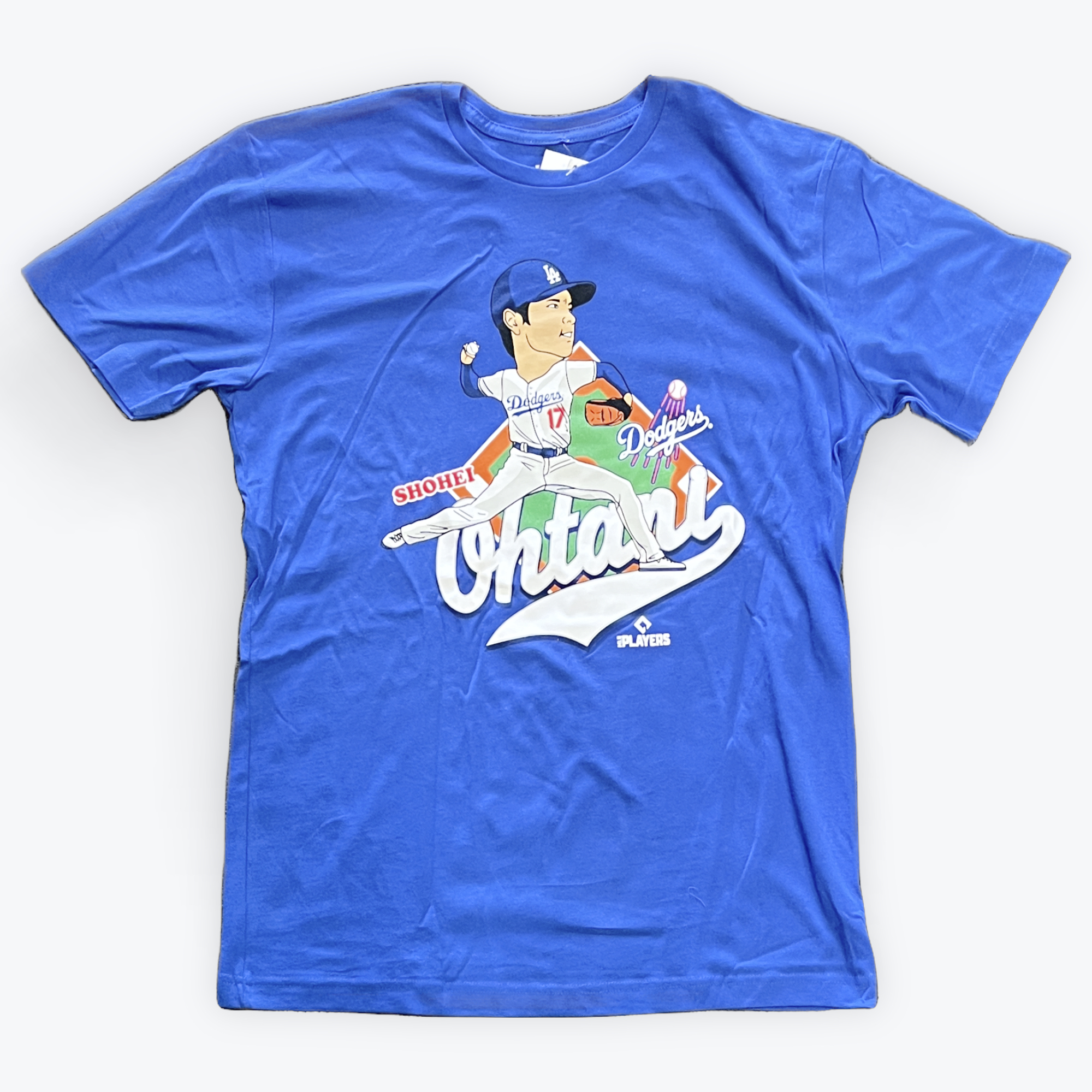 Los Angeles Dodgers Blue New Era Shohei Ohtani Pitching Cartoon Shirt