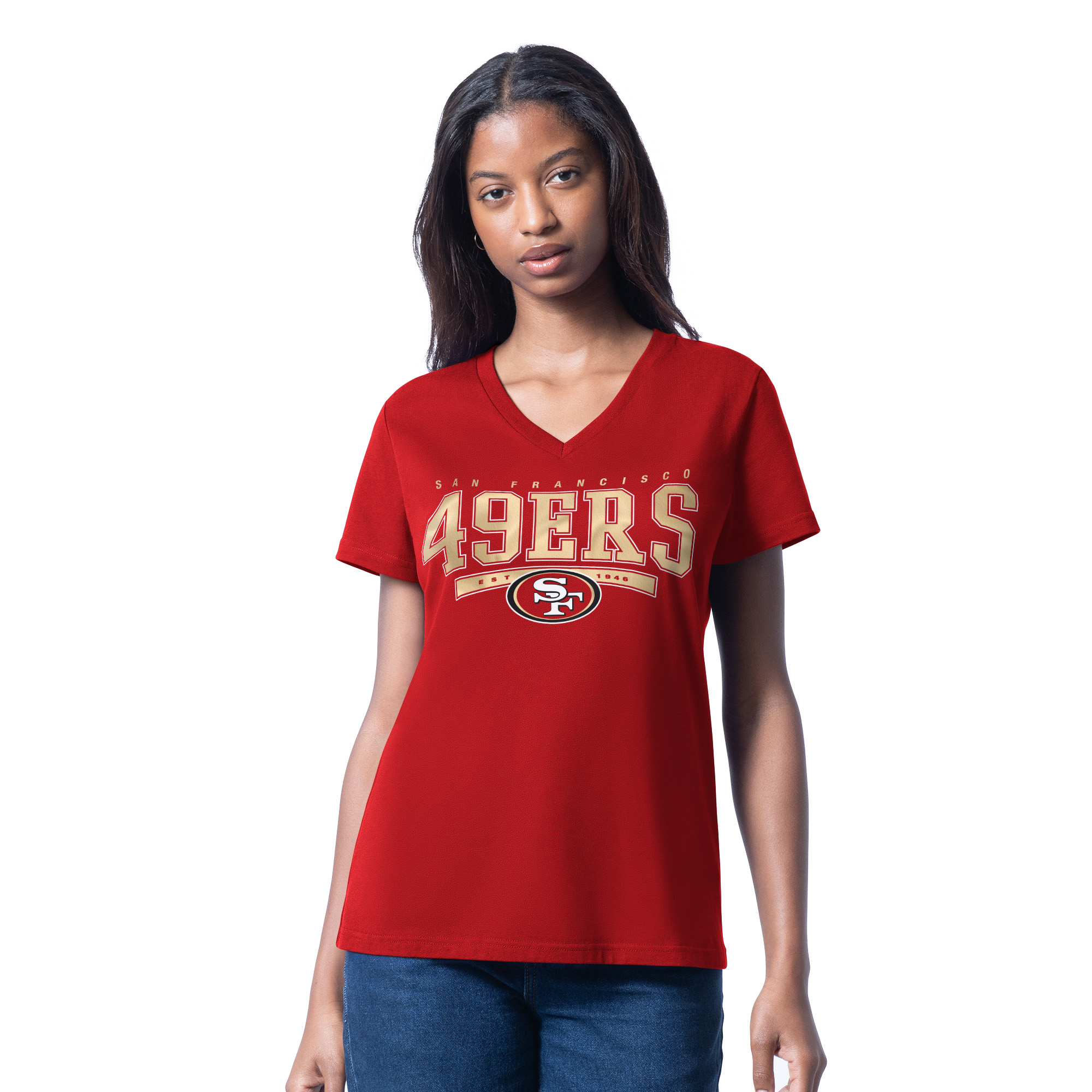San Francisco 49ers Ladies Heather Red g-III Endzone Shirt