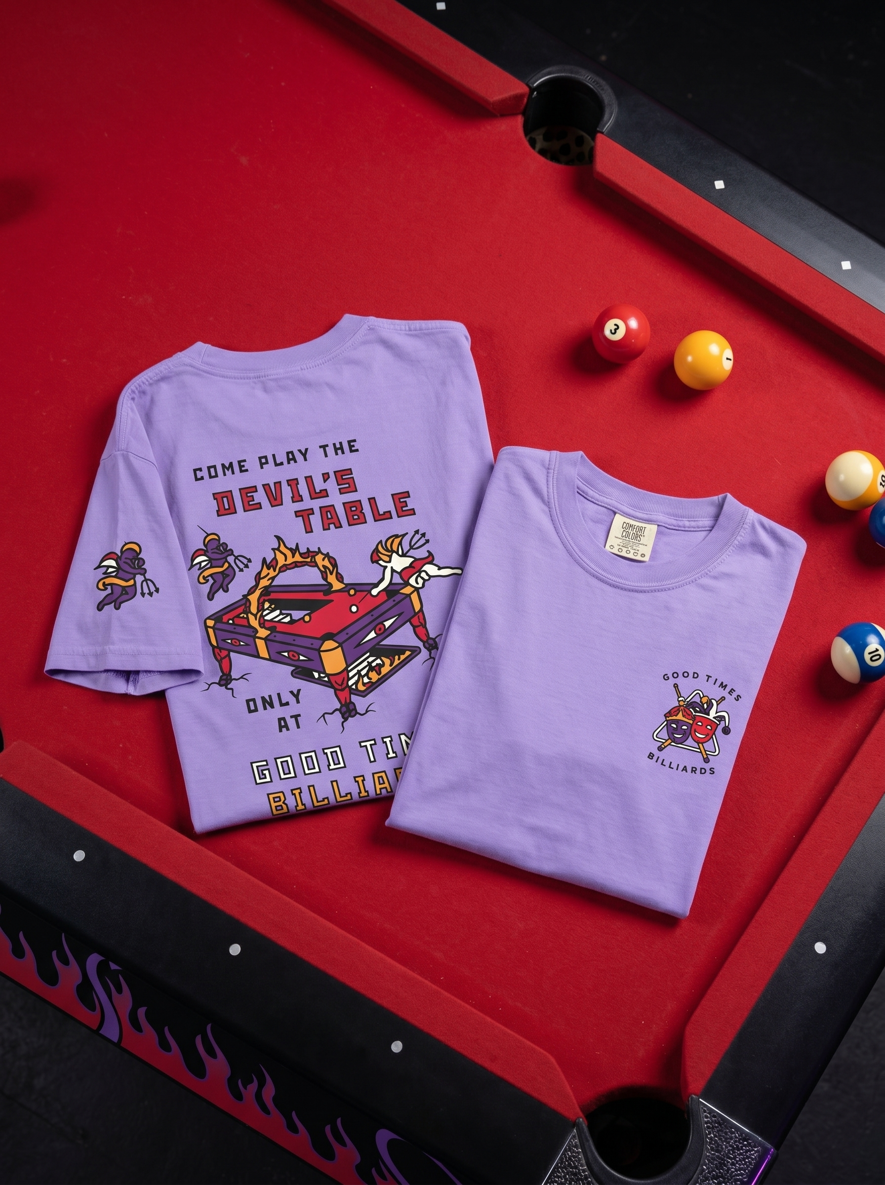 "The Devil's Table" Good Times Billiards T-Shirt — hero