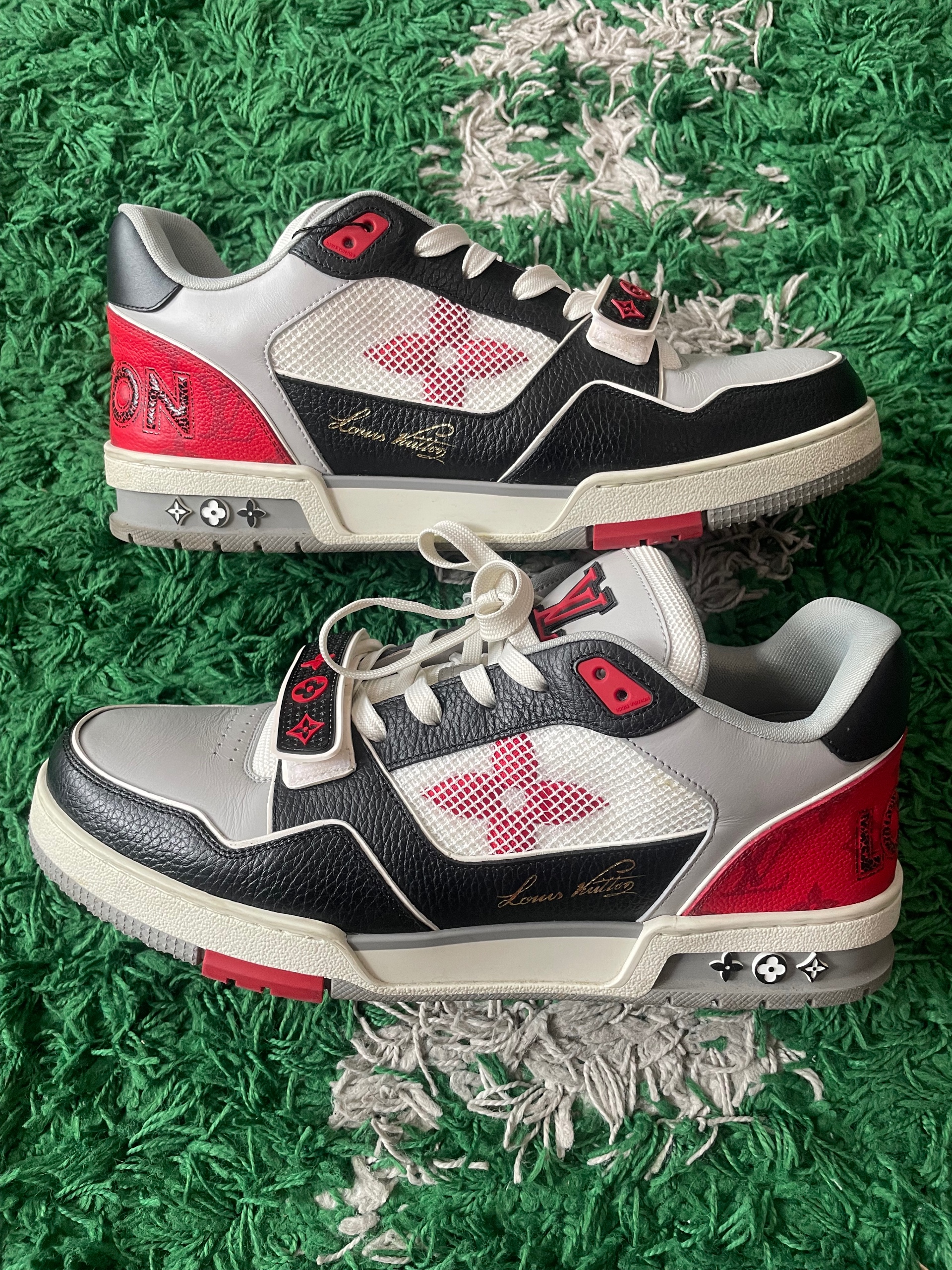 Louis Vuitton trainers grey and black red colorway size 10 (used)