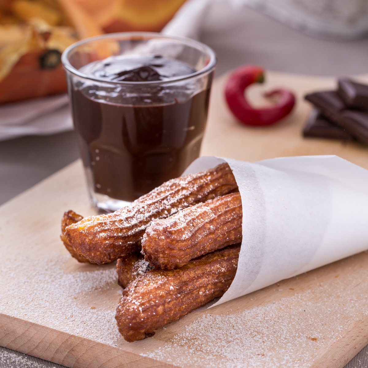 Churros with Hot Chocolate Fudge