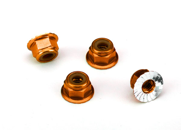 Nuts 4mm Flanged Lock Orange 1747T