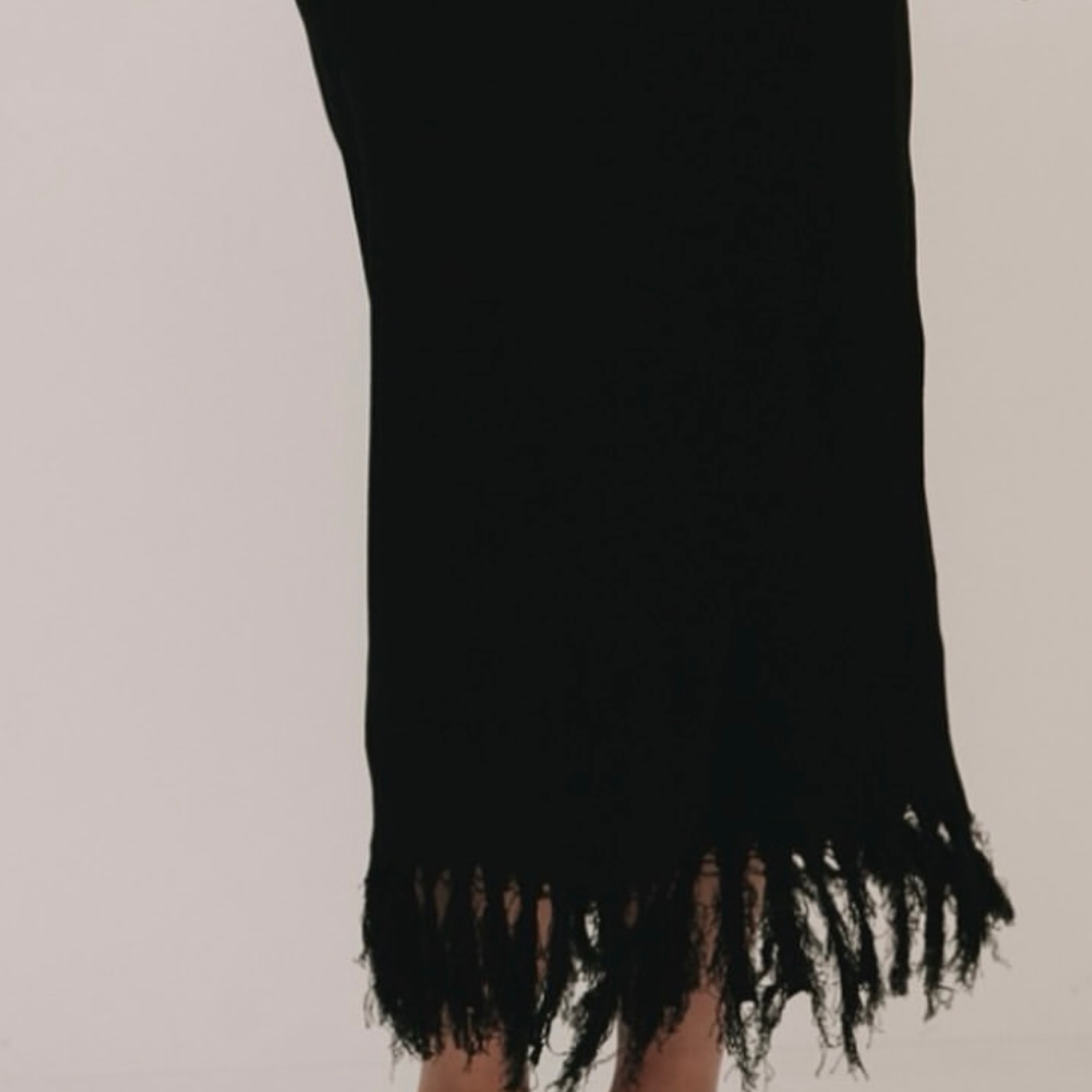 Maxi Knit Skirt With Fringe Black in Black — product photo