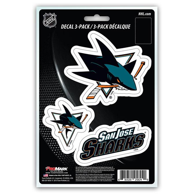 San Jose Sharks Die Cut Team Decals 3pk