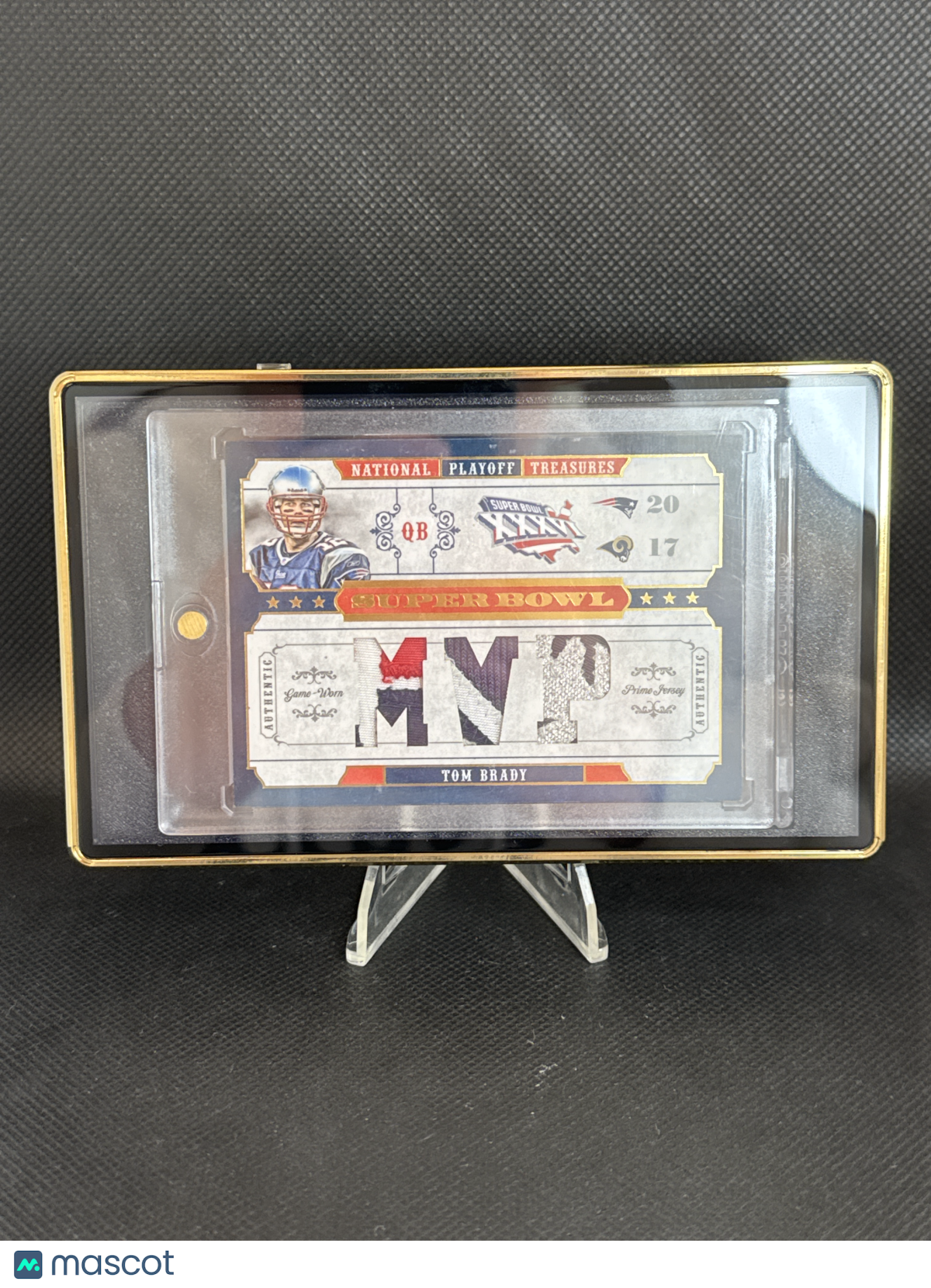 2008 Playoff National Treasures Tom Brady Game-Worn Patch Super Bowl MVP 1/1