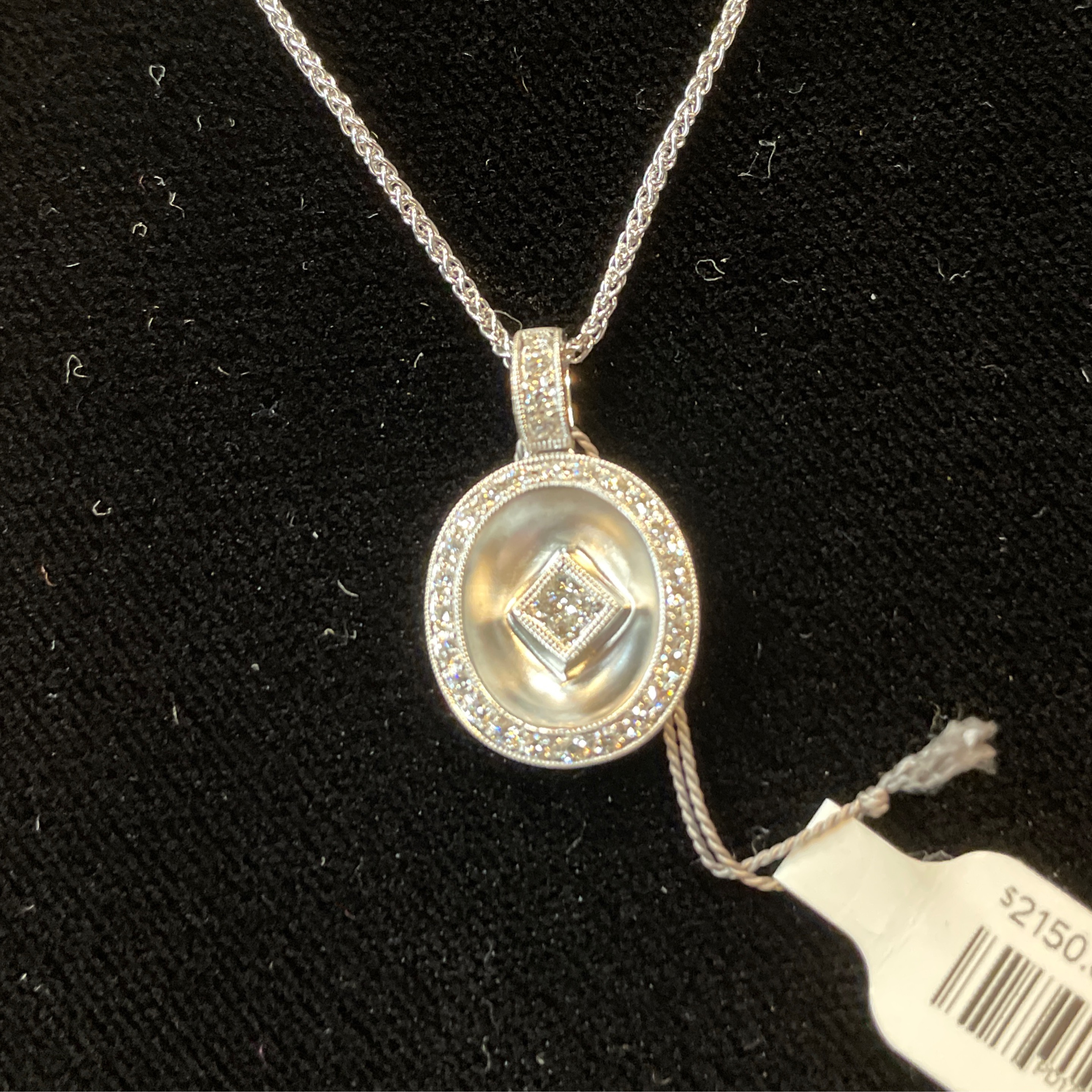 18k WG and Diamond Reflection Pendant