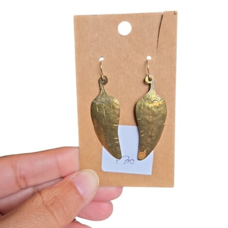 Vintage Brass Pepper Drop Earrings 2"