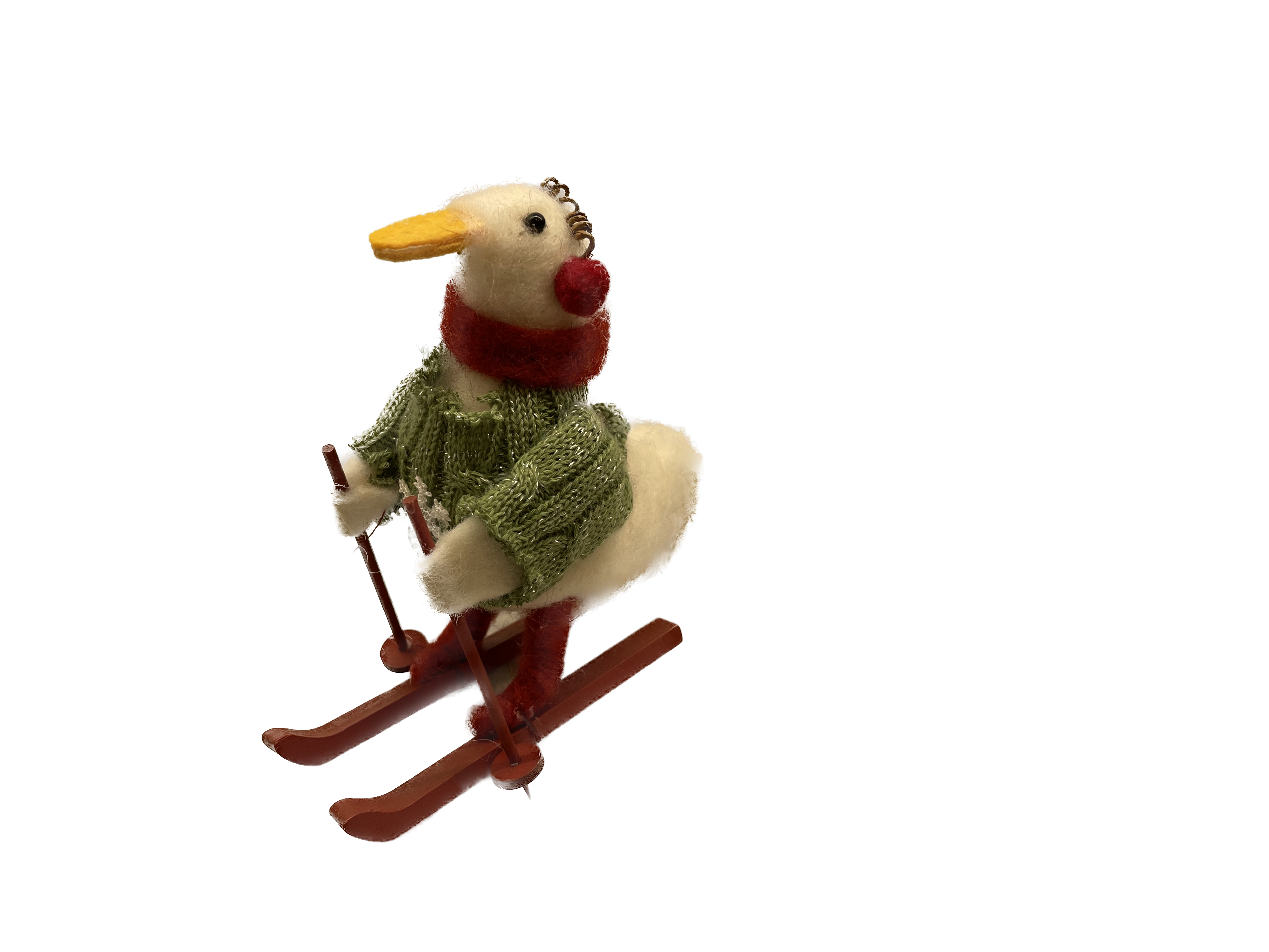 Skiing Goose Felt Figurine