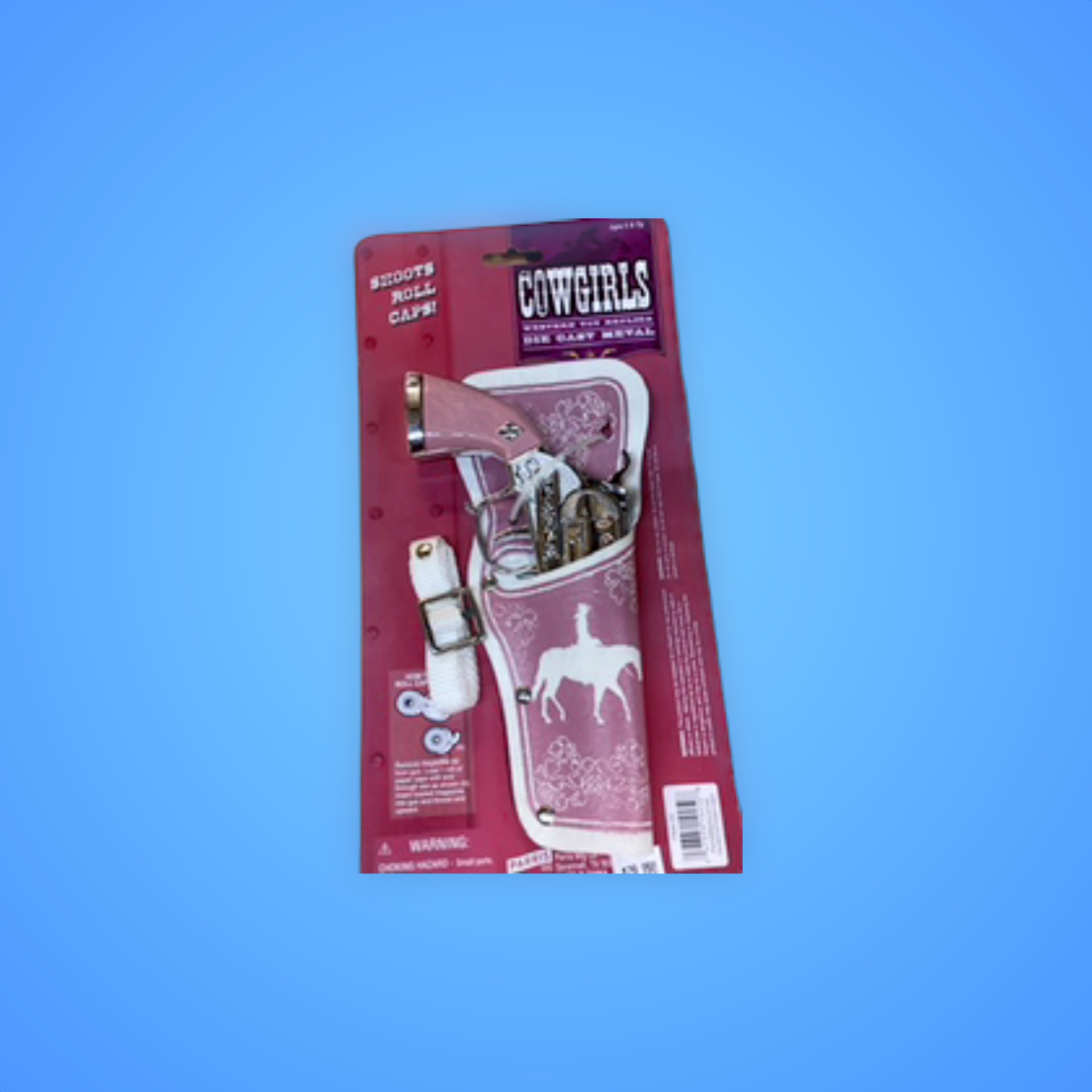 Girls Cowgirl Metal Revolver Pistol Holster Toy Cap Gun Sterling Pink Replica