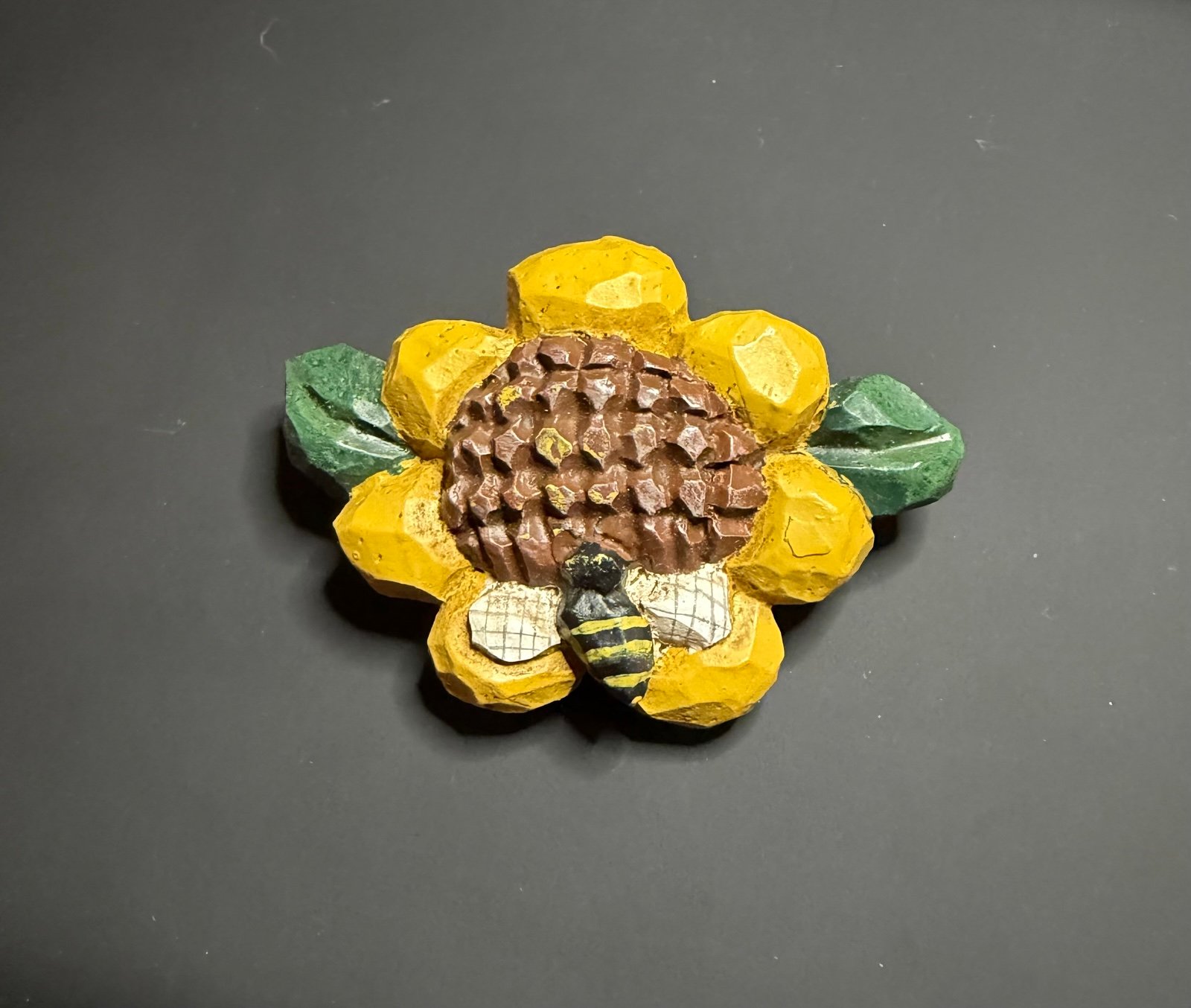 Eddie Walker Midwest of Cannon Falls Sunflower with Bumblebee Brooch