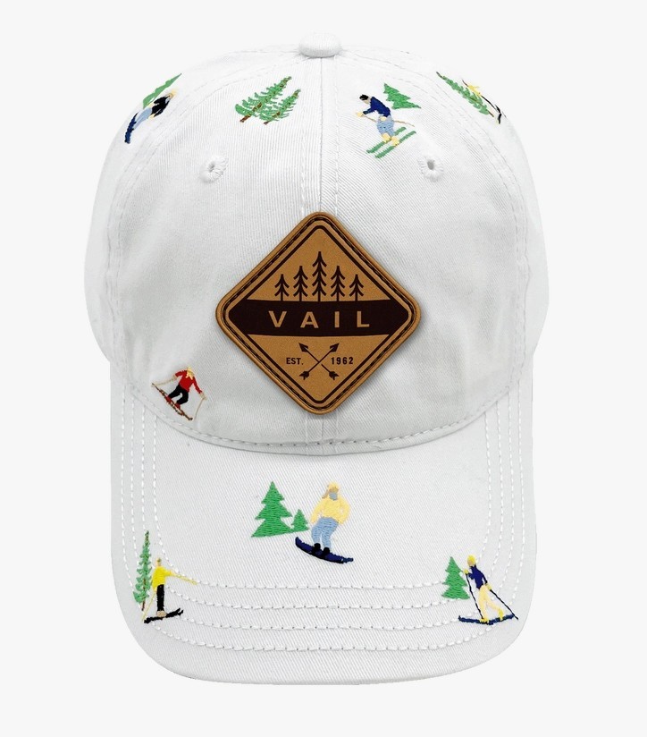 Vail Skiers in the Trees White Baseball Hat