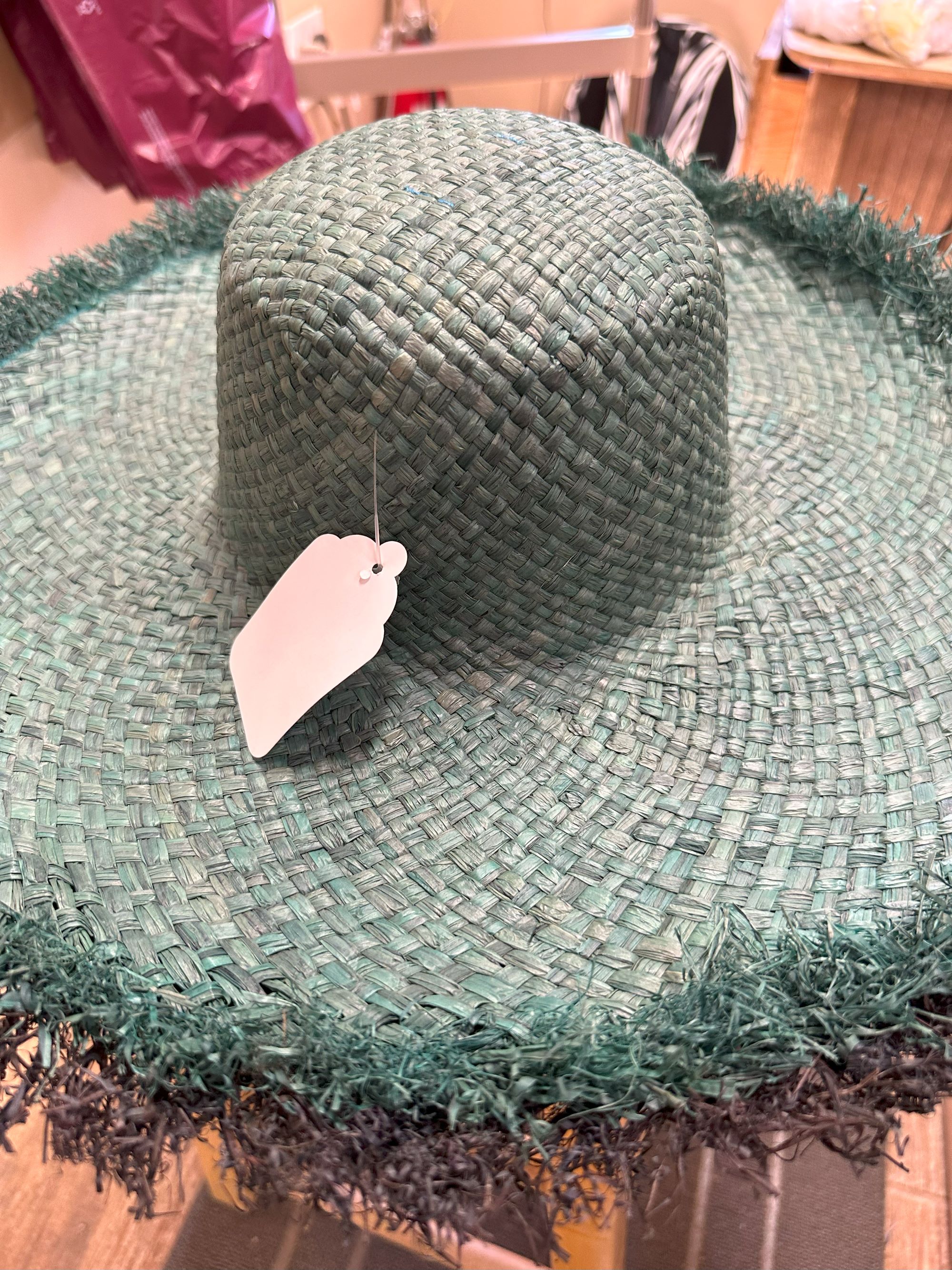5" Brim Kat Straw Sun Hats with Raw Fringe Edge