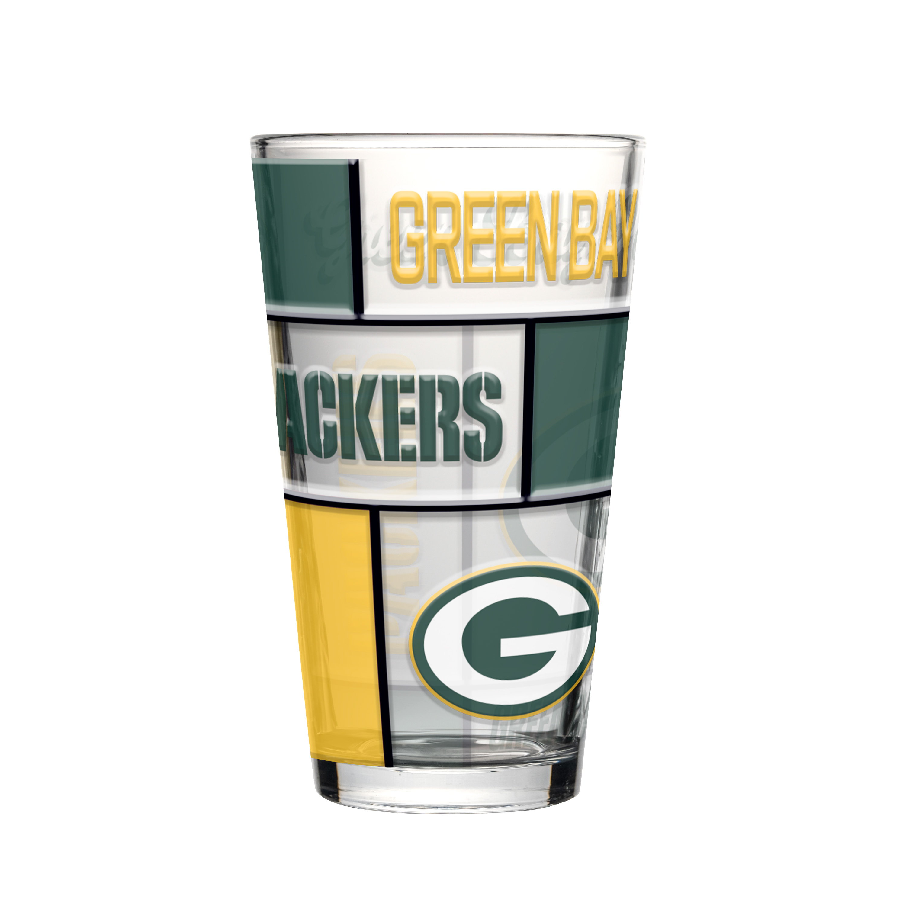 Green Bay Packers Boxed Quilted Stained Pint Glass 16oz