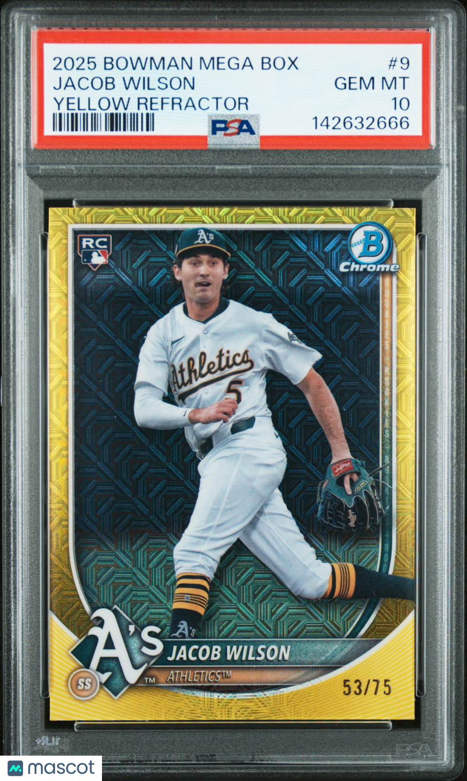 2025 Bowman Mega Box Chrome Jacob Wilson #9 Yellow Refractor /75 PSA 10