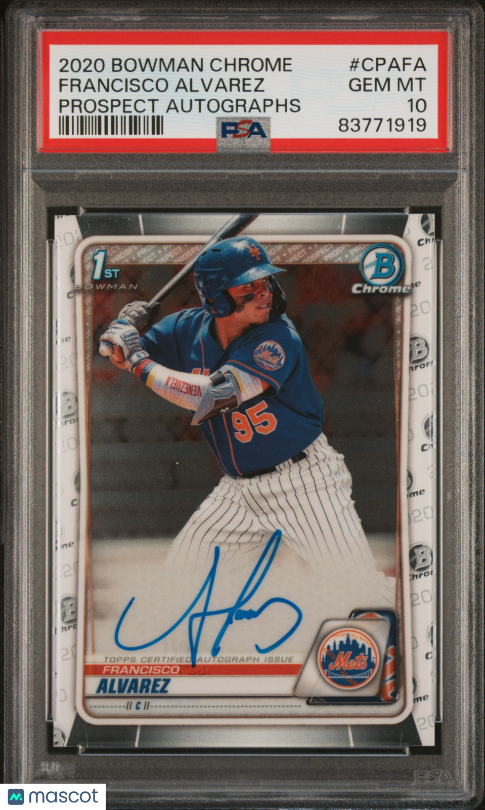 2020 Bowman Chrome Prospect Autographs Francisco Alvarez #CPAFA PSA 10