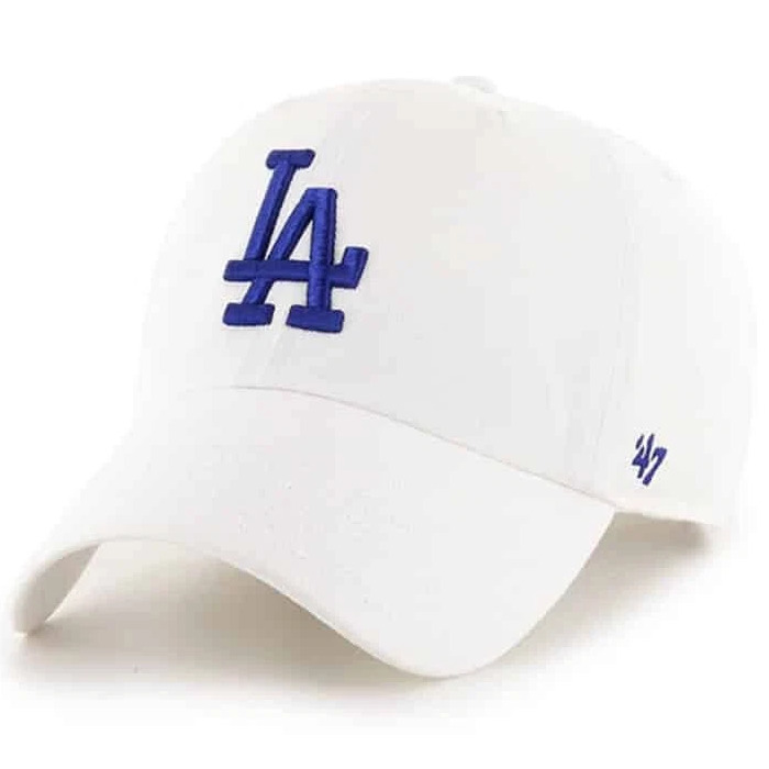 Los Angeles Dodgers White/Blue Logo '47 Brand Cleanup Adjustable Hat