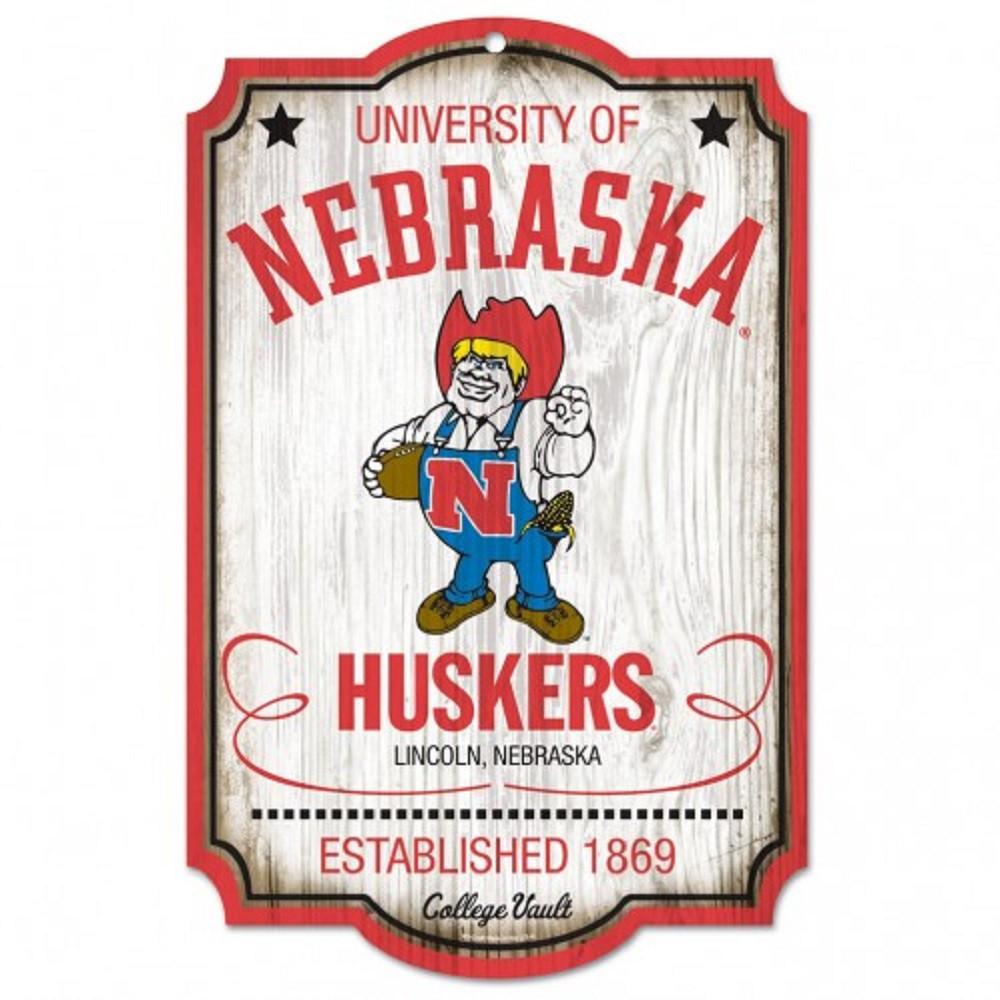 Nebraska Huskers Wood Sign - College Vault - 11" x 17"
