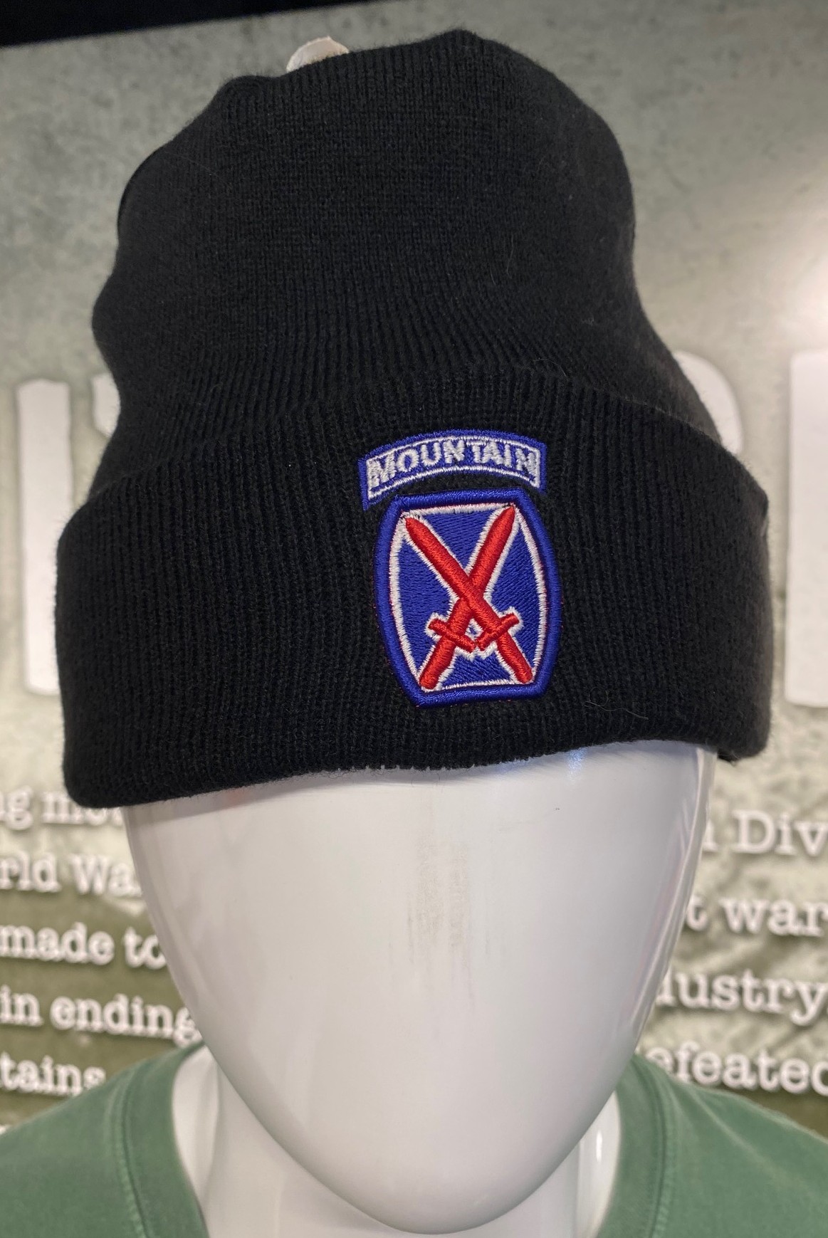 10th Mountain Division Logo Black Knit Zephyr Beanie