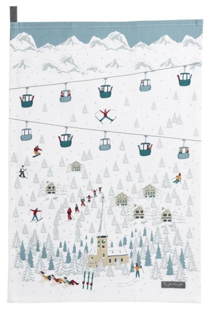 On The Piste Skiing Tea Towel