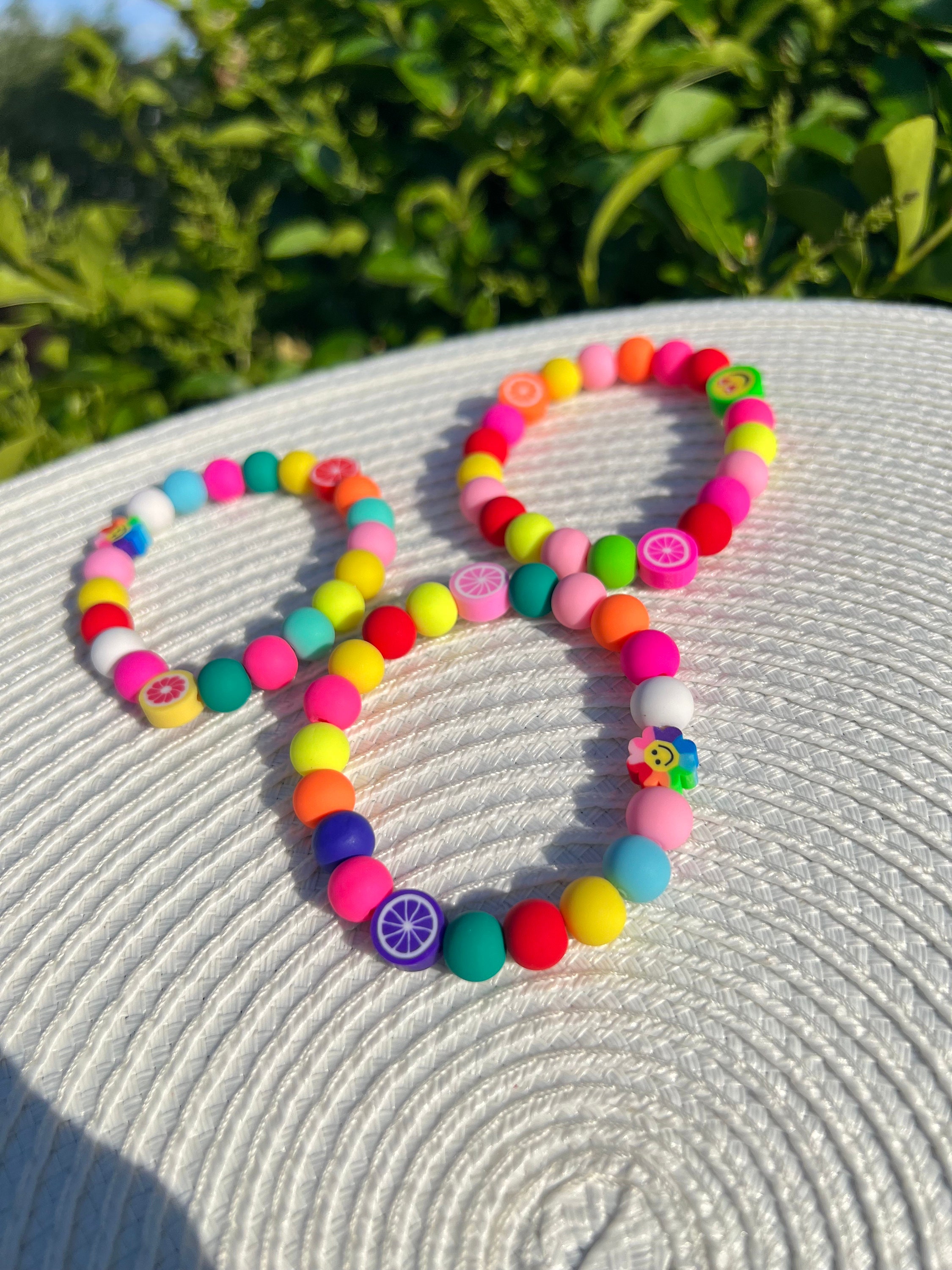 Personalized Kids Name Bracelet – Colorful Beaded Fruit Charm Jewelry, watermelon & stawberry view 7