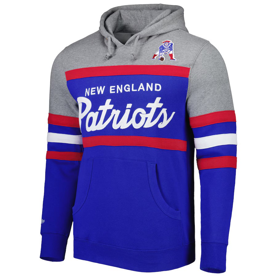 New England Patriots Retro Script Mitchell and Ness Hooded Sweatshirt