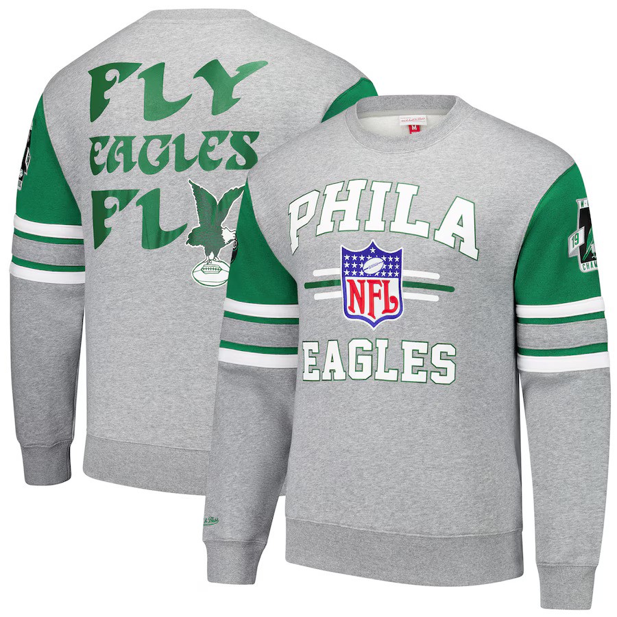 Philadelphia Eagles Allover Vintage 4.0 Mitchell and Ness Crew Sweatshirt