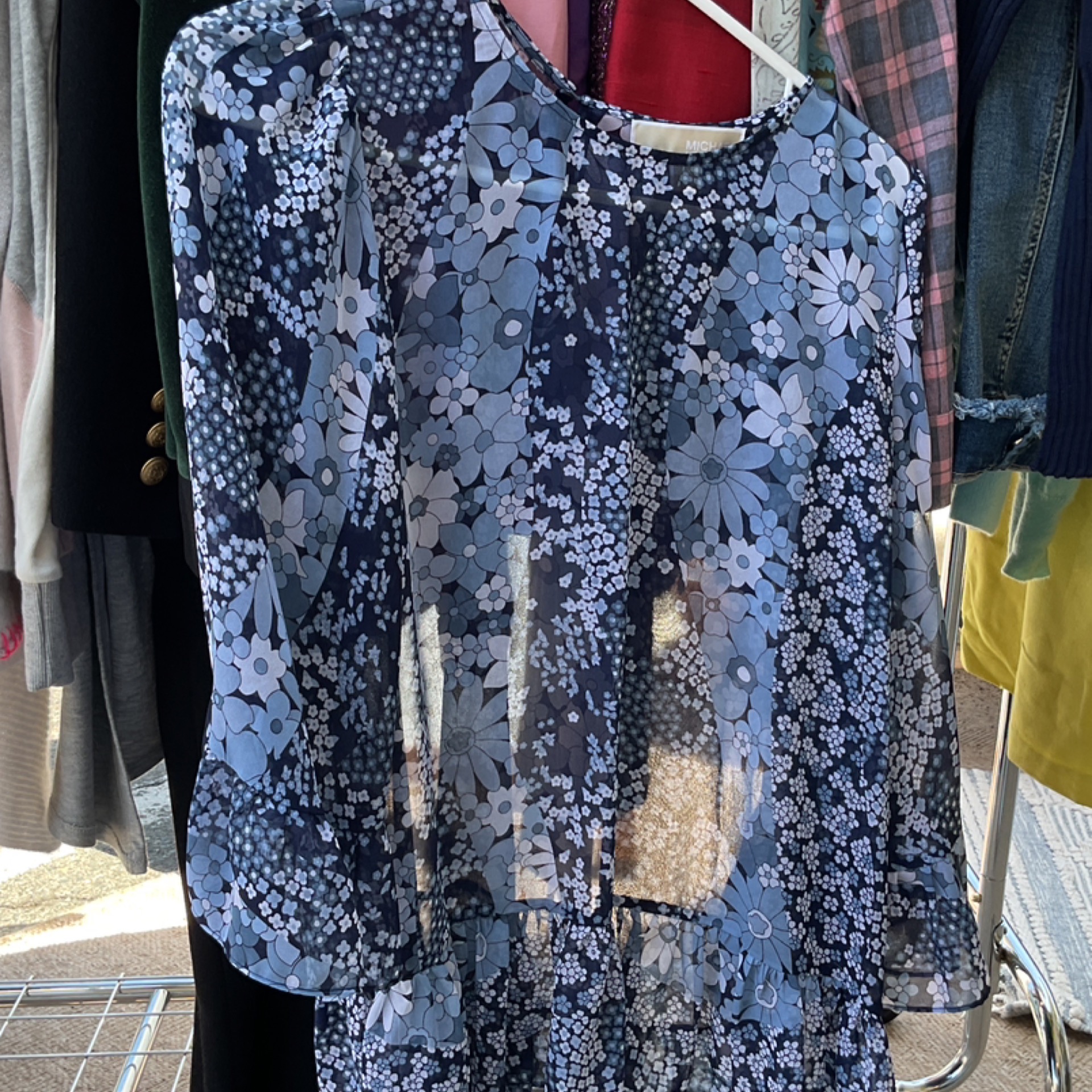 Blue Floral Print Blouse