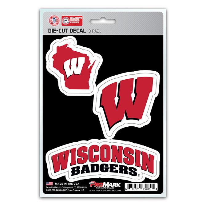 Wisconsin Badgers Die Cut Team Decals 3pk