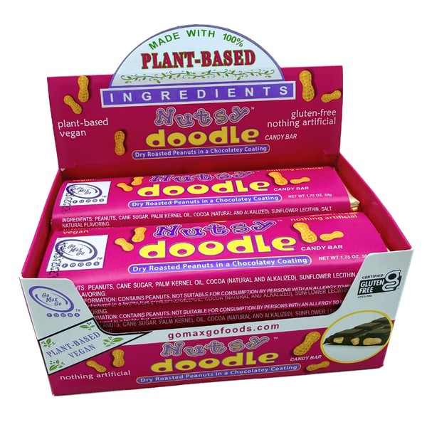 Nutsy Doodle Chocolatey Roasted Peanut Candy Bar Vegan 1.5 oz 12ct
