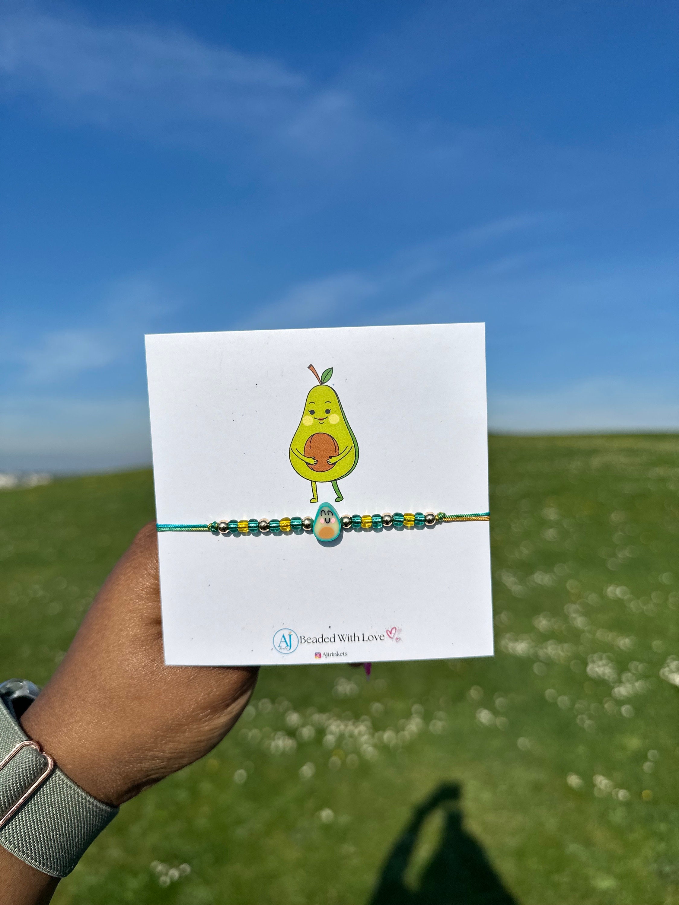 Handmade Avocado Charm Wish Bracelet: Adjustable Friendship Jewelry, Mother’s Day Gift view 3