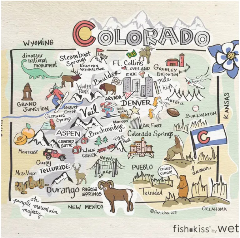 Colorado Map Swedish Dish Cloth