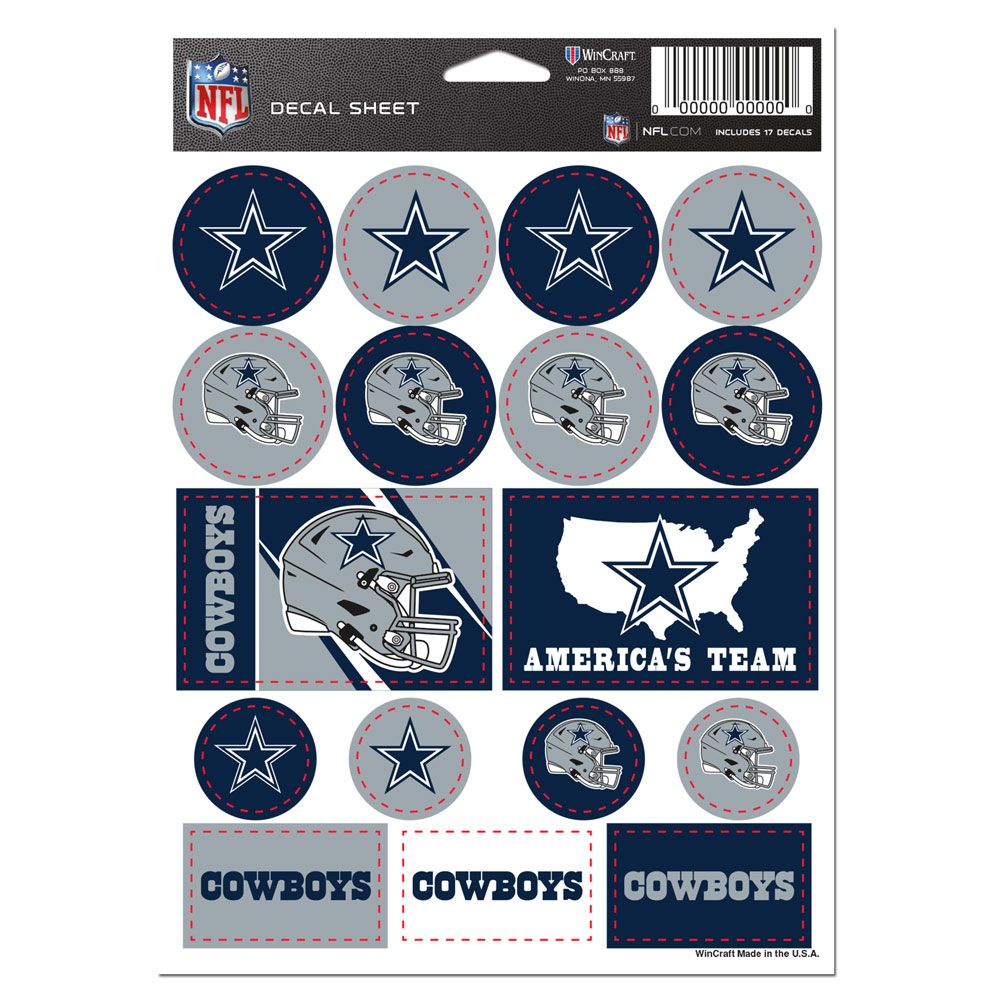 Dallas Cowboys Vinyl Decal Sheet 5x7"