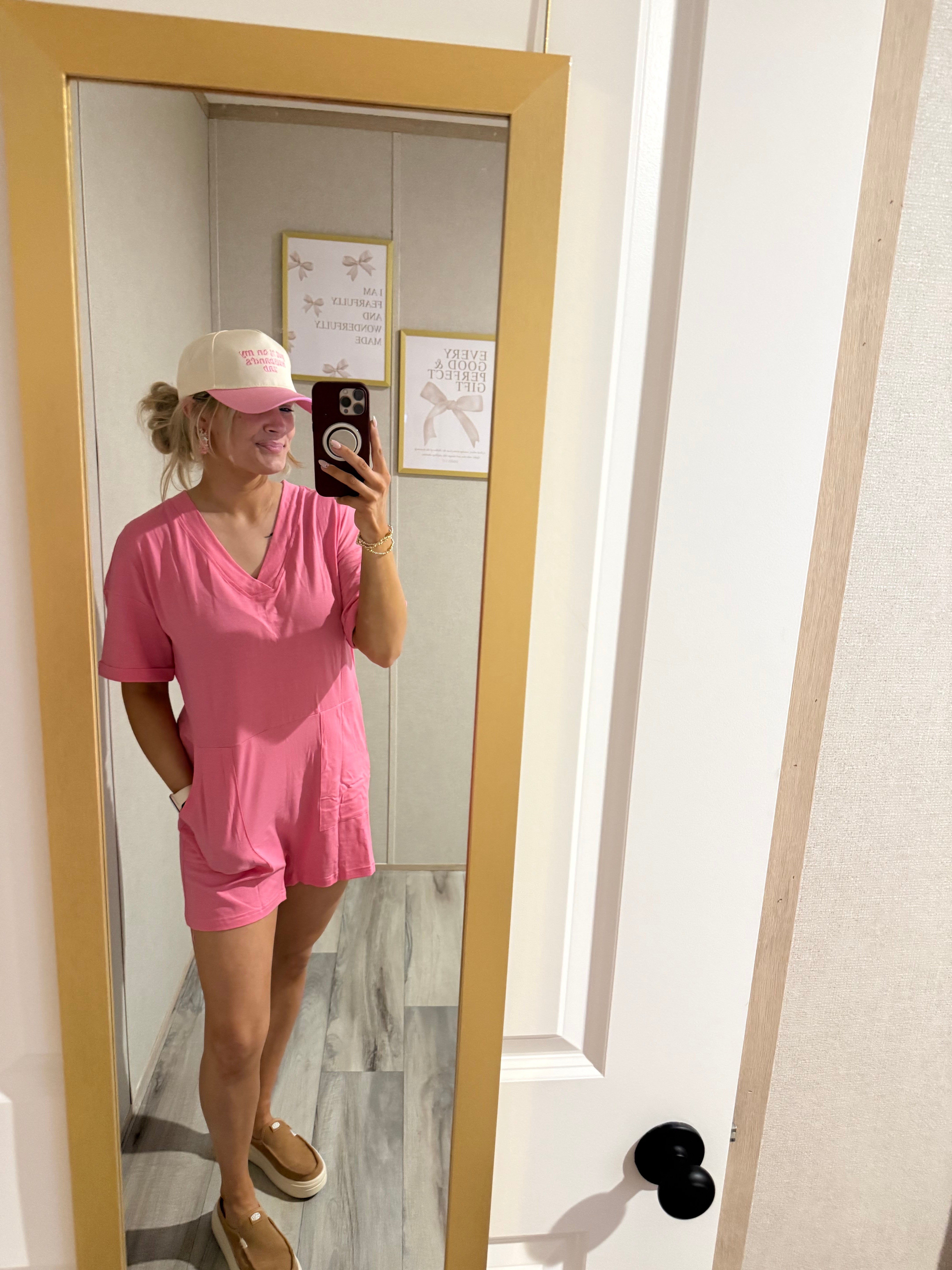 Loose Half Sleeve V Neck Knit Romper