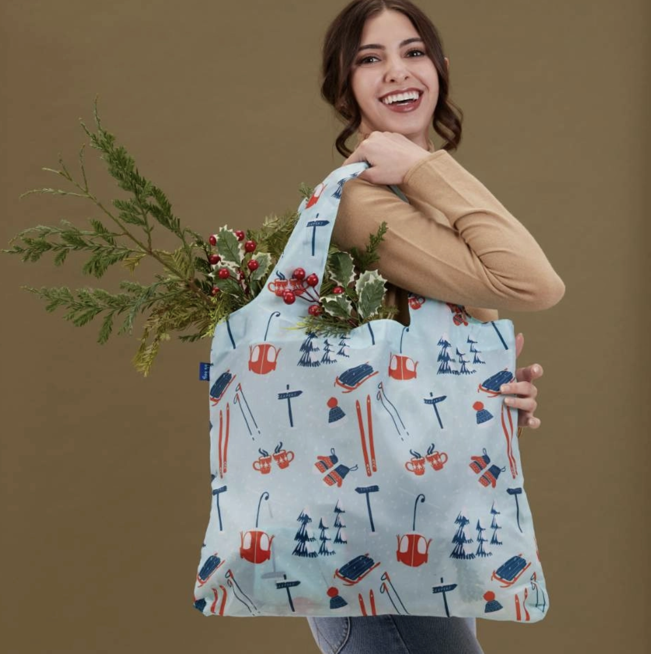 Ski Vacation Blu Bag Reusable Shopper Tote