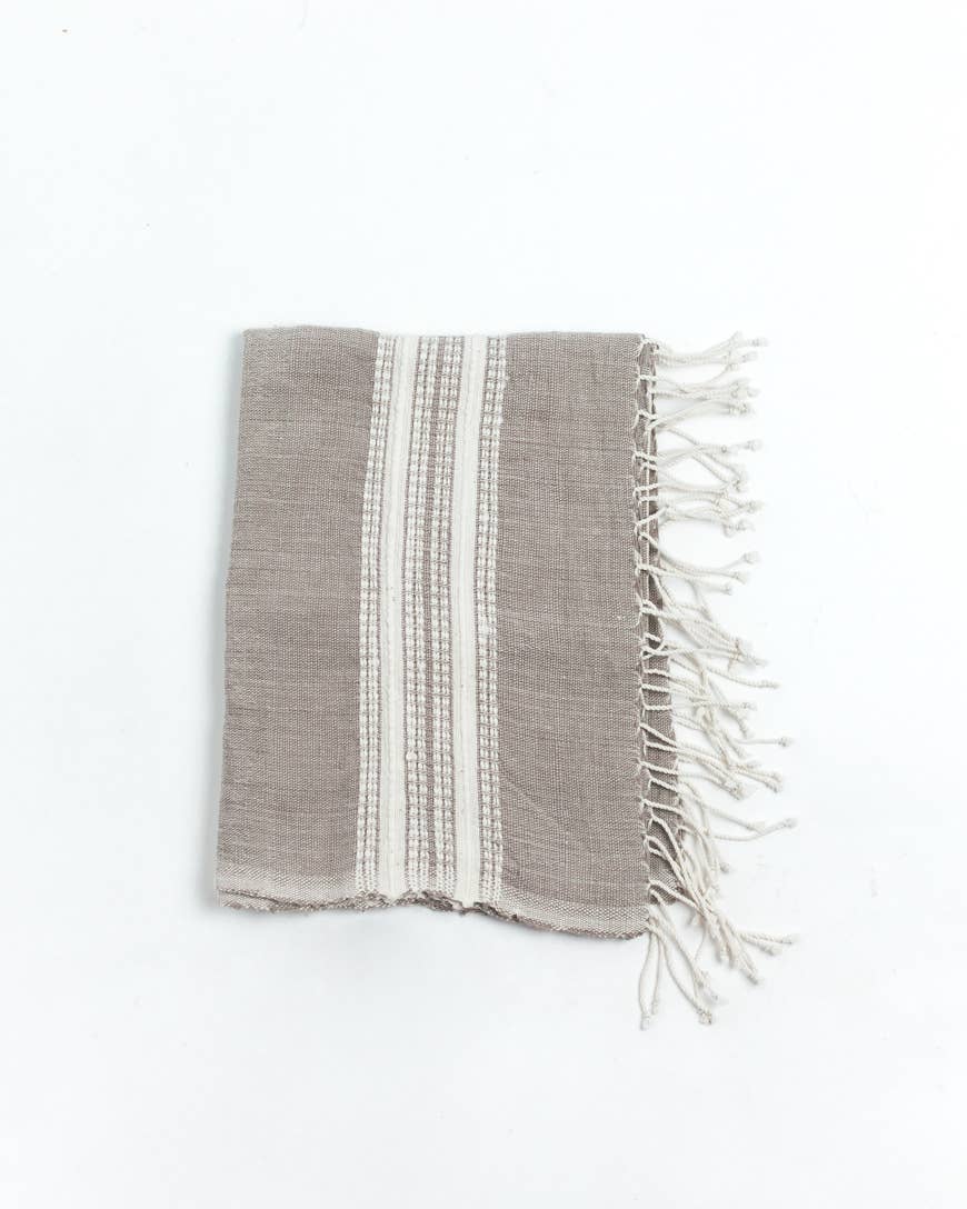 Aden Cotton Hand Towel | Handwoven in Ethiopia - Stone with Natural