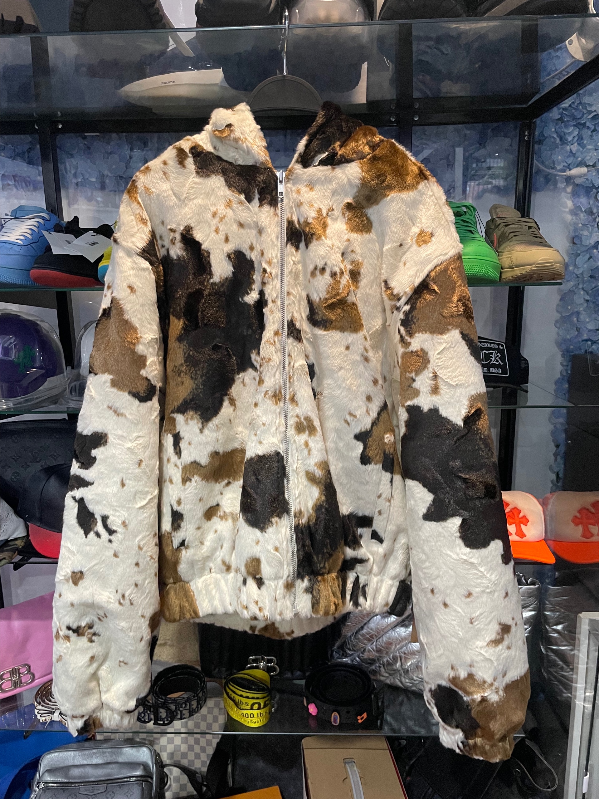 Sp5der Faux Fur Jacket 'Cow Print'