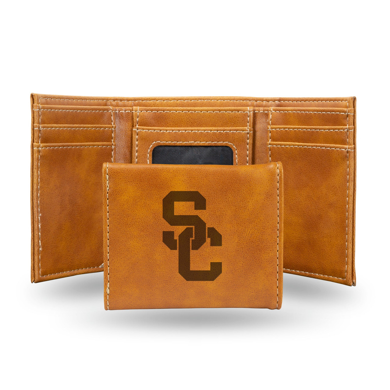 USC Trojans Laser Engraved Trifold Leather Wallet